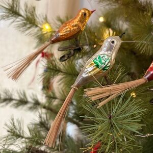 Vtg 1960 Clip-on Bird Blown Glass Christmas Ornament